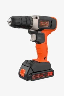 Black & Decker Borr-/skruvdragare med 18V Lithium-ion 1,5AH