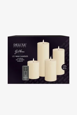 DeluxeHomeart LED Presentask Pelarljus 4 st + fjärrkontroll