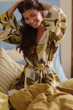 Ellos Home Kimono Elly Retro i återvunnet halvlinne