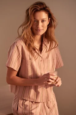 Ellos Home Skjorta Juliette Stripe Camp Collar