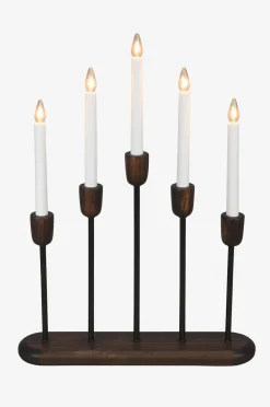 Konstsmide Ljusstake trä/metall 5 LED 53,5cm