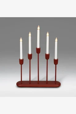 Konstsmide Ljusstake trä/metall 5 LED 53,5cm