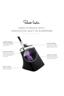 Robert Welch Svart knivblockset 8P och knivslip Signature