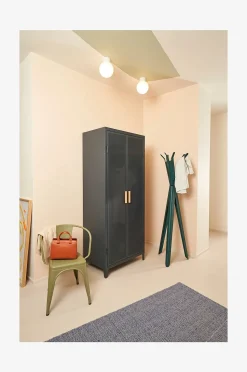 Tolix Garderob B2 Perforated Locker Wardrobe Painted with PEFC Oak Handles
