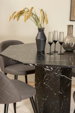 Venture Home Matgrupp Marbs med 4 st matstolar Velvet Stitches