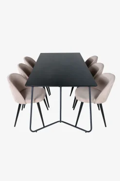 Venture Home Matgrupp Petra med 6 st matstolar Velvet Stitches