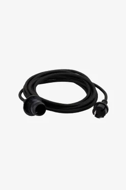 watt & VEKE Utomhus kabel set textil Svart E27